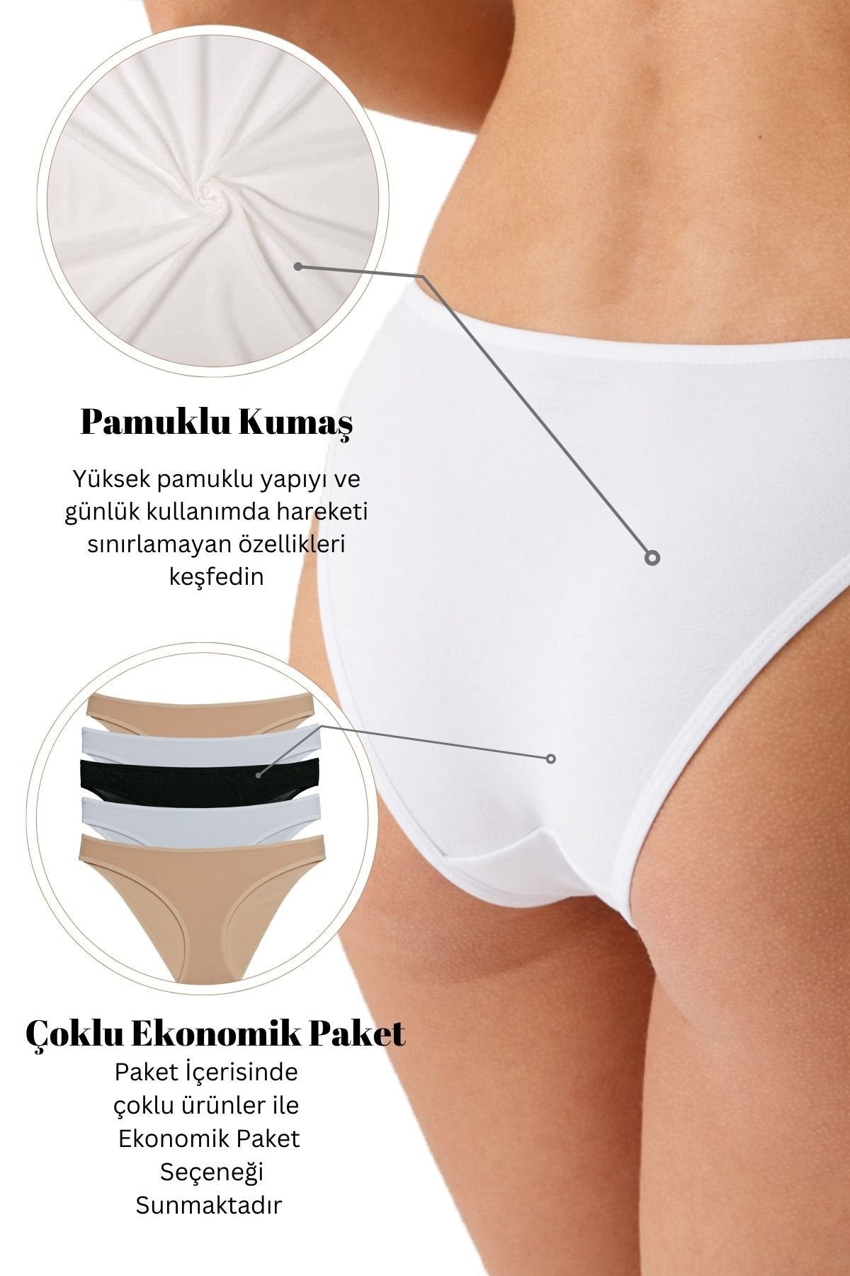 5'li Paket 2955 Pamuklu Basic Brief Normal Bel