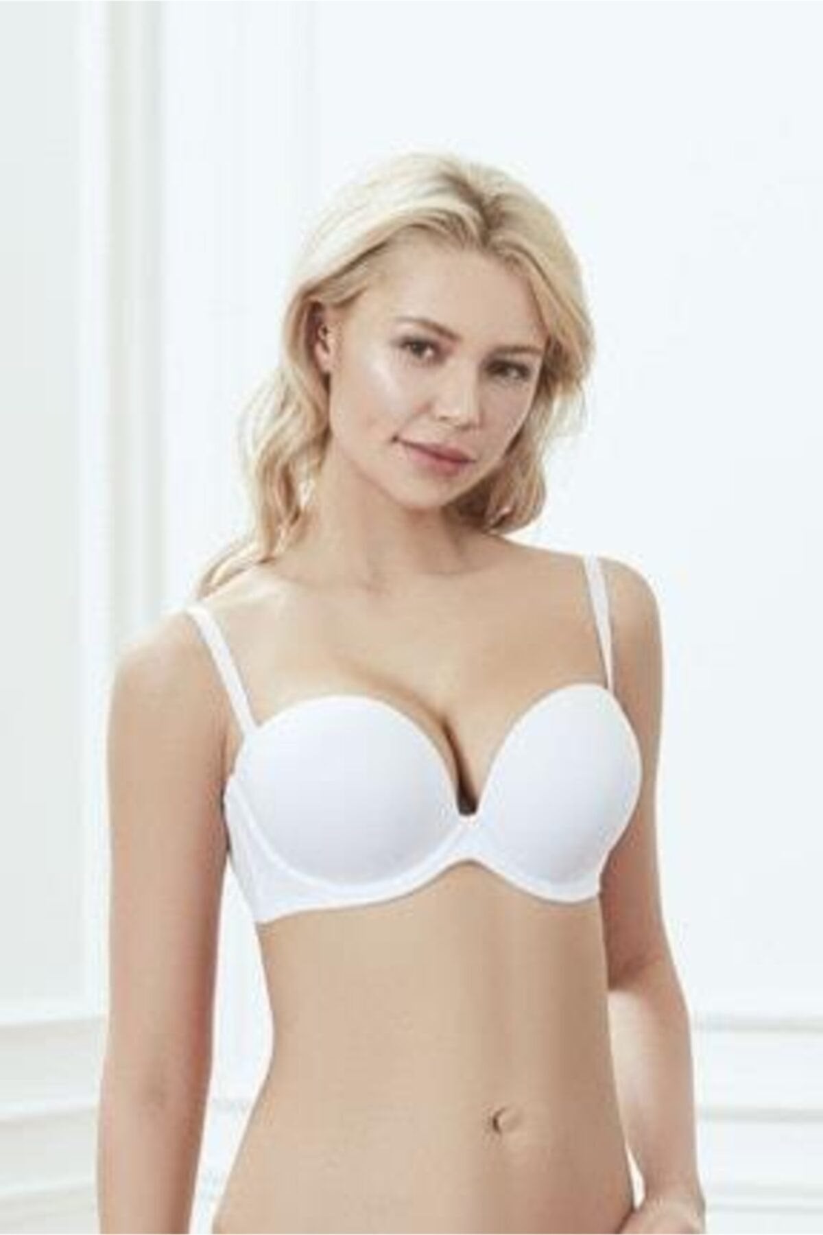 3654 Double Balenli Push Up Kap Çift Kat Destekli Straplez Sütyen