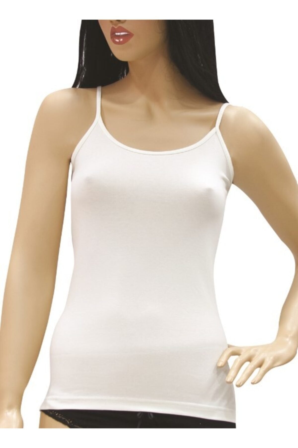 2170 3'lü Paket Biyeli Ip Askılı Likralı Atlet Beyaz