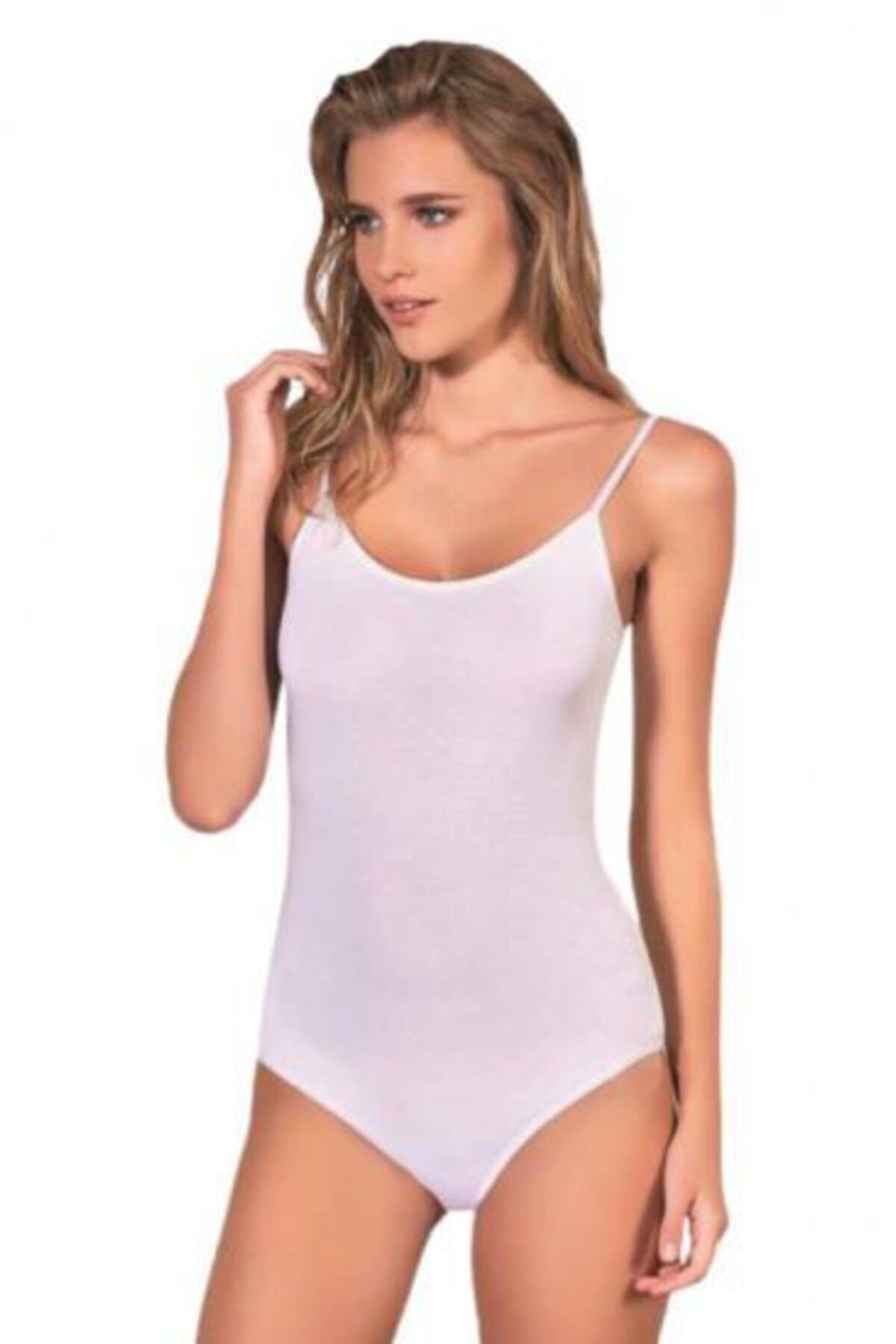 2081 Kadın İp Askılı Likralı Çıtçıt kapamalı Zıbın 3 Lü Paket