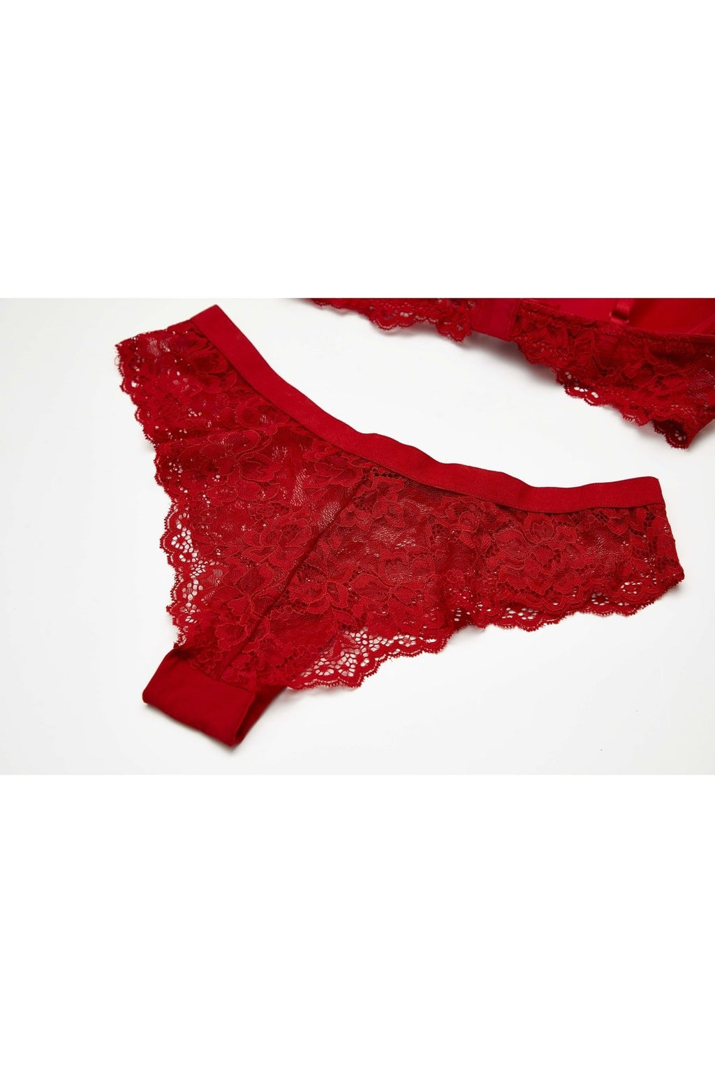 20206 Berry Kırmızı Dolgulu Dantel Sütyen Takım