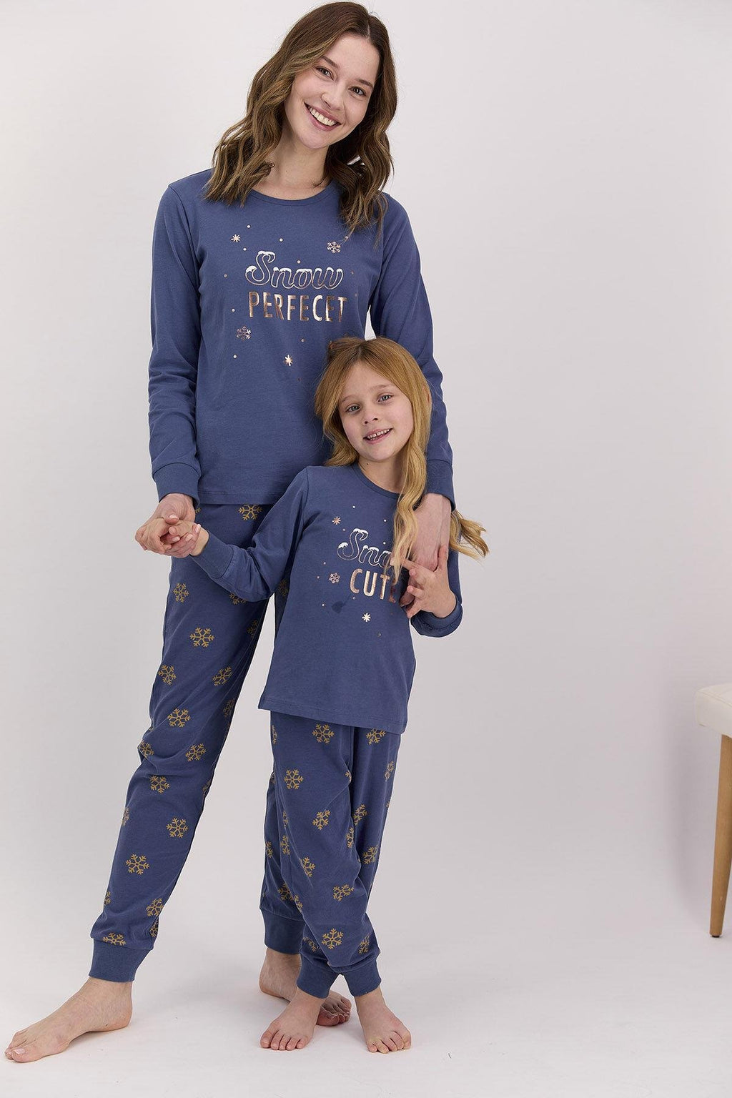 1426 Snow Funny İndigo Kız Çocuk Uzun Kol Pijama Takımı